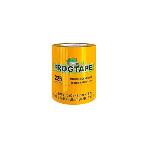 FrogTape 225 1.88-inch x 60 yds. Masking Tape, Gold, 3/Pack (105322) - size: 48mm x 55m, 3 rolls per pack