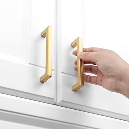 KOOFIZO 10 Pack 3-3/4 in Brushed Gold Cabinet Pulls, Drawer Handles 1816 - color: Brushed Gold, size: 3-3/4" CC - 10Pcs, style: Modern