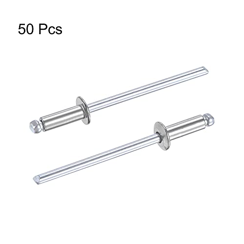 uxcell Blind Rivets 304 Stainless Steel 3.2mm Diameter 9mm Grip Length Silver 50pcs - size: 3.2mm x 9mm