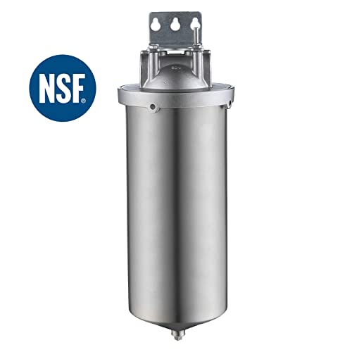 NSF/ANSI 42 Certification Jumbo Stainless Steel Filter Housing for 10”Length,4.5"OD Filter Cartridge, 1NPT Inlet and Outlet, Drain Valve Style C (Square Head) - size: 10" C Housing-1 NPT
