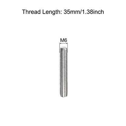 MECCANIXITY Fully Threaded Rod M6 x 35mm 1mm Thread Pitch 304 Stainless Steel Right Hand Threaded Rods Bar Studs 15 Pack - size: M6 x 35mm