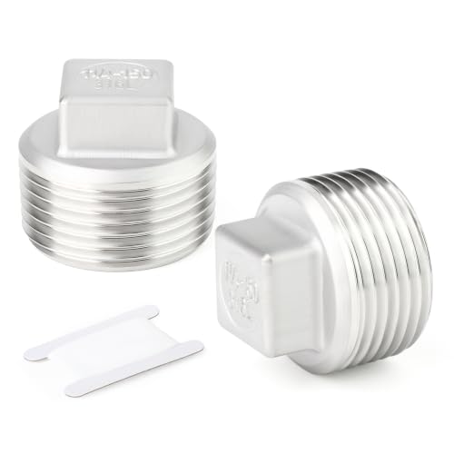TAISHER 2Pcs 316 SS Cast Square Head 1-1/4"NPT Male Socket Pipe Plug - size: 1-1/4"MNPT(316 Plug)