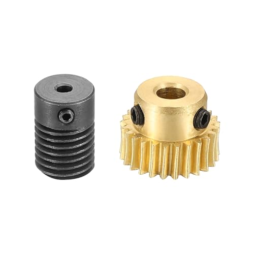uxcell Worm Gear Set 25T 0.5 Module 1:25 Reduction Rate, Right Rotation Drive Gear Box Wheel Reduce Transmission Part (Brass Gear-4mm Bore, 1045 Steel Rod 3mm Bore) - size: Gear-4mm, Rod-3mm Bore, style: 0.5M-25T