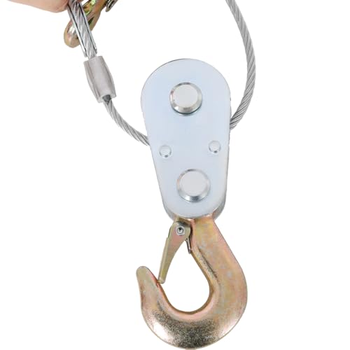 2-Ton Heavy Duty Manual Winch Puller with Dual Gear, 12FT Steel Cable, 3 Safety Hooks & Ratchet Handle for Vehicle Recovery, Lifting, Log Pulling, Construction