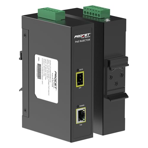 PROCET Gigabit PoE Injector 95W SFP Uplink PoE++ Power Injector DIN Rail, 6KV Surge Protection, -40°F to 149°F for UniFi Wireless Access Point, PTZ Camera, Smart Factory, Wave Bridge - color: SFP, size: 95W