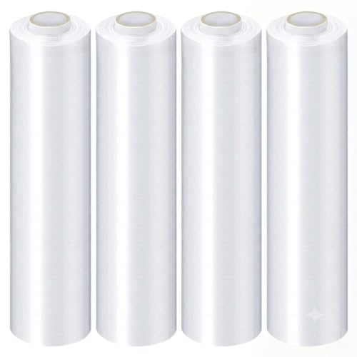 PSBM Stretch Wrap, 128 Rolls 12 Inch x 2000 Feet 60 Gauge Heavy Duty up to 800% Ultimate Stretch Clear Plastic Wrap Industrial Strength Shrink Film for Moving, Packing & Shipping - size: 128 Pack, style: 60 Gauge