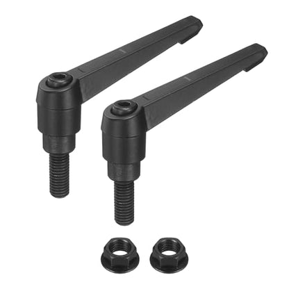 uxcell 2Pcs Adjustable Clamping Lever Handles, M10x25mm Zinc Alloy Male Thread Stud Knobs with Nuts Quick Release Bolt Rotating Screw Handles for Lathes Woodworking, Black - size: M10x25mm