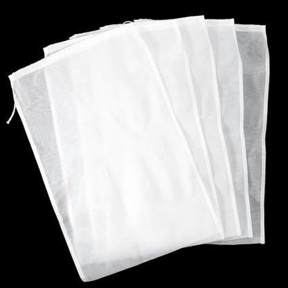 5 Pcs Nylon Brew Bags, Fine Mesh Brewing Bag Reusable Cold Brew Bags, 17.7 x 11.8 Inch Straining Bag for Beer, Wine, Cider - size: 17.7 x 11.8 Inch