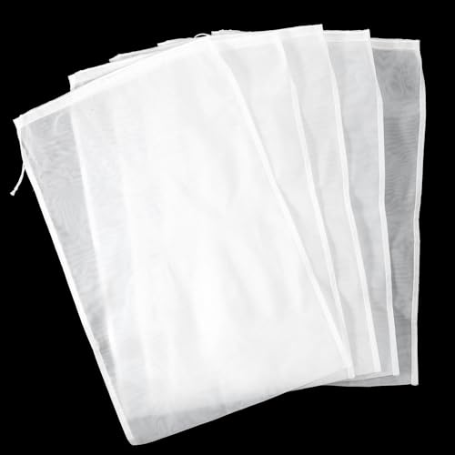 5 Pcs Nylon Brew Bags, Fine Mesh Brewing Bag Reusable Cold Brew Bags, 17.7 x 11.8 Inch Straining Bag for Beer, Wine, Cider - size: 17.7 x 11.8 Inch