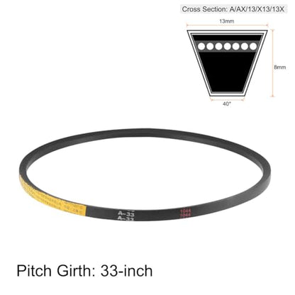 uxcell A33 Drive V-Belts 33" Pitch Length 13mm Width 8mm Thick JIS Standard A-Section Rubber Drive Transmission Belt 2pcs - size: 33"