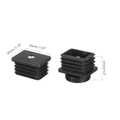 uxcell 4 Pcs Leveling Feet, 30x40mm Plastic Adjustable Furniture Leg Leveling Rectangle Tube Insert Screw-in Glide Levelers Fit Hole 30mm for Table Chair Furniture, Black - size: 30x40mm
