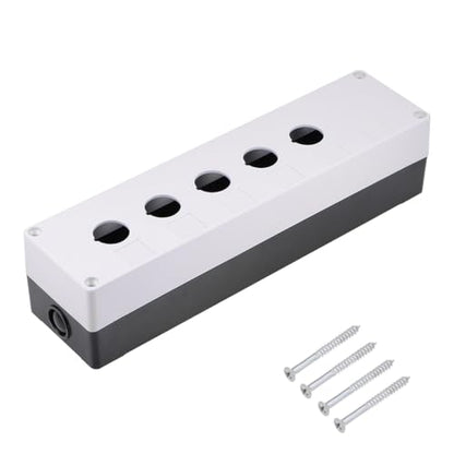 uxcell Push Button Switch Control Station Box 22mm/ 0.86 Inch Hold 5 Button Aperture Plastic Push Button Station (White,Black) 1set