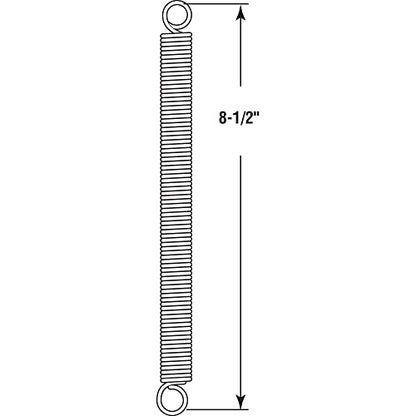 Prime-Line SP 9635 Extension Spring, Spring Steel Construction, Nickel-Plated Finish, 0.080 GA x 5/8 in. x 8-1/2 in., Closed Single Loop (Single Pack)