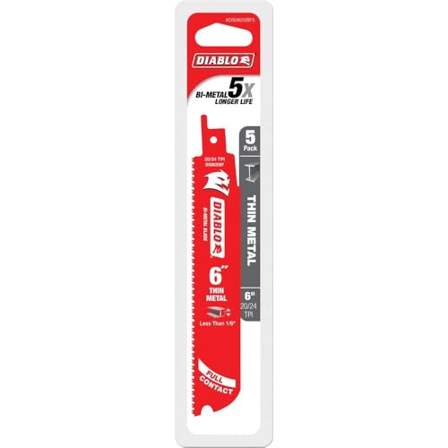 Diablo Bi-Metal Reciprocating Blades - 6" Length, 20/24 TPI, 5-Pack