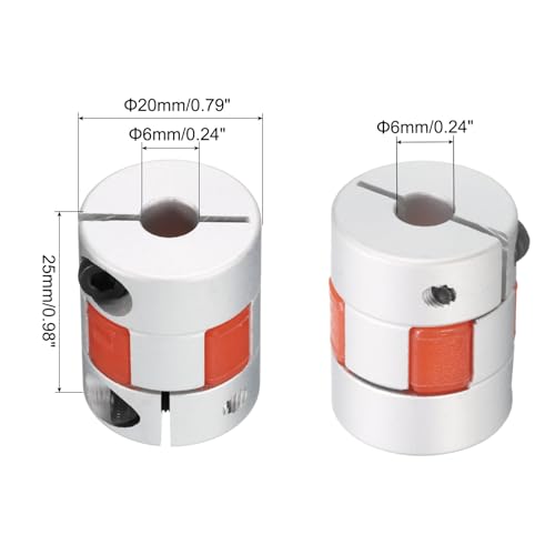 uxcell Aluminum Plum Shaft Coupling 6mm to 6mm Bore 25x20mm