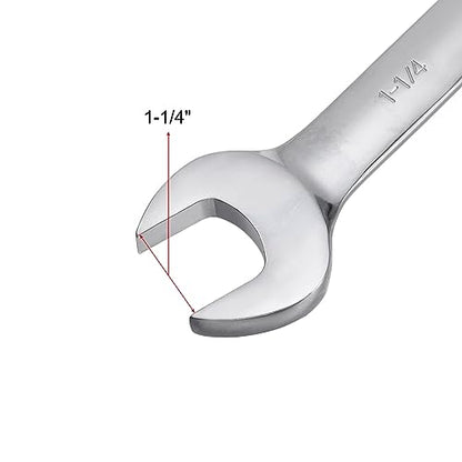 uxcell 1-1/4 Inch Ratcheting Combination Wrench SAE 72 Teeth 12 Point Ratchet Box Ended Spanner Tools, Cr-V - size: 1-1/4"