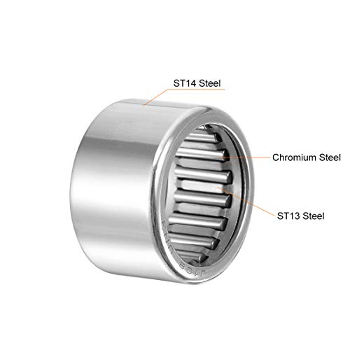 uxcell SCE108 Needle Roller Bearings, Drawn Cup Open End, 5/8-inch Bore 13/16-inch OD 1/2-inch Width 12000N Static Load 8100N Dynamic Load 5pcs - size: 5/8x13/16x1/2"