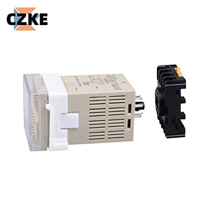 DH48S-2Z Digital LED Programmable Timer Relay Switch 0.01S-99H99M Delay Timer with Socket Base AC/DC 12V 24V 36V 110V 220V 380V(AC220V) - size: AC220V