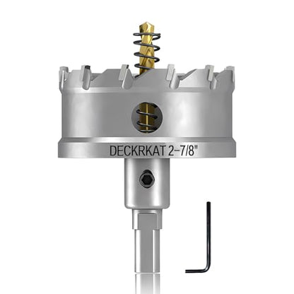 DECKRKAT 2-7/8" TCT Hole Saws for Hard Metal, Heavy Duty 73mm Tungsten Carbide Tipped Hole Cutters Set with Spring-Loaded Pilot Drill Bits for Stainless Steel, Metal, Iron, and Plastic. - size: 2-7/8" (73mm)