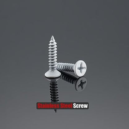 JQK #6 x 1/2" White Wood Screw, Flat Head Phillips Wood Screw 18-8 S/S Electroplating White Stainless Steel, #6 x 1/2-Inch, 100-Piece, SBW3514-P100 - color: White, size: #6 x 1/2 IN(100 Pcs)