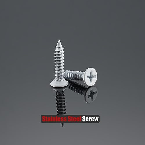 JQK #8 x 3/4" White Wood Screw, Flat Head Phillips Wood Screw 18-8 S/S Electroplating White Stainless Steel, #8 x 3/4-Inch, 100-Piece, SBW4220-P100 - color: White, size: #8 x 3/4 IN(100 Pcs)