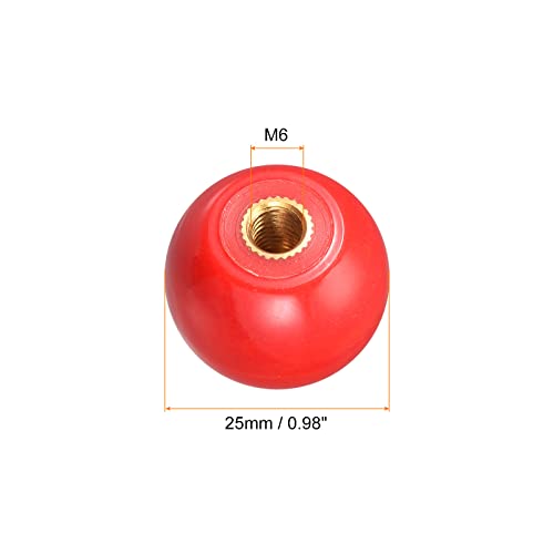 uxcell 6Pcs Threaded Ball Knobs, M6 Female Thread Thermoset Ball Knob - color: Red, size: M6x0.98''