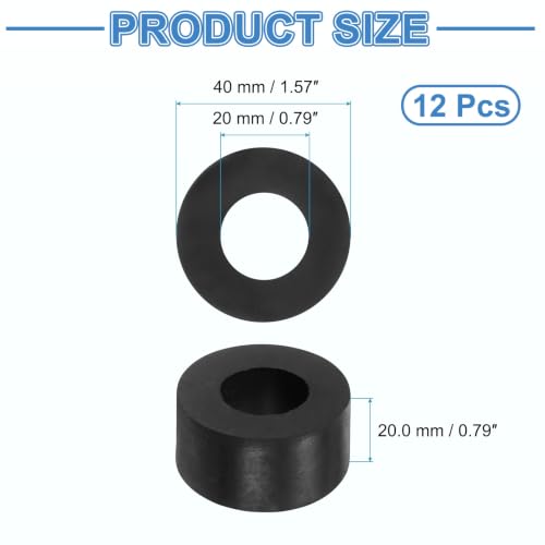 uxcell 12Pcs Rubber Vibration Isolation Washers 40mm OD x 20mm ID x 20mm T - size: 40mm OD x 20mm ID x 20mm Thick