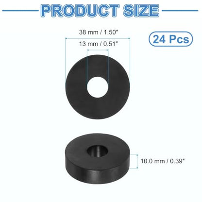 uxcell 24Pcs Rubber Vibration Isolation Washers 38mm OD x 13mm ID x 10mm T - size: 38mm OD x 13mm ID x 10mm Thick