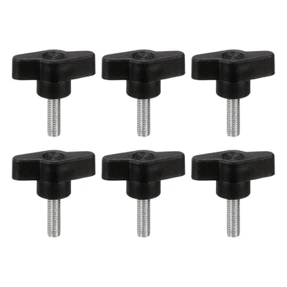 PATIKIL M6 x 20mm Tee Wing Thumb Screws, 6Pcs Carbon Steel Mechanical Handle Bolt Thumb Screws for Remove Replace Hand Clamping Tightening Knobs Power Supply, Black - size: M6 x 20mm