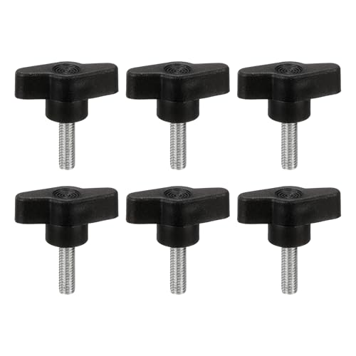 PATIKIL M6 x 20mm Tee Wing Thumb Screws, 6Pcs Carbon Steel Mechanical Handle Bolt Thumb Screws for Remove Replace Hand Clamping Tightening Knobs Power Supply, Black - size: M6 x 20mm