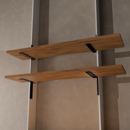 Heavy Duty Shelf Brackets - 1000 LBS Load Capacity, Industrial Steel Mounting Brackets for Shelves, Vanities, Countertops, Desks (2, Black, 14 inch)