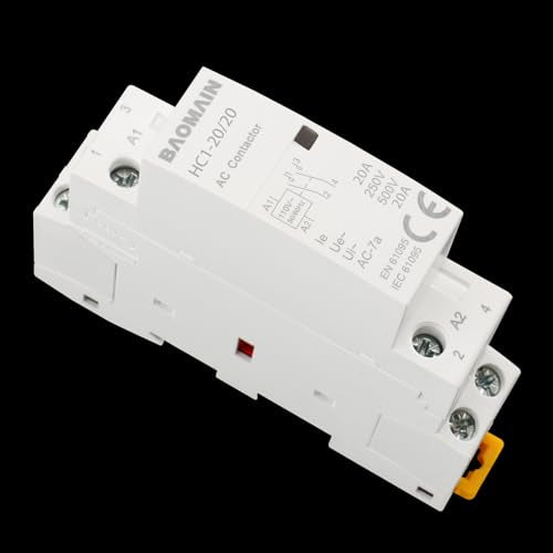 BAOMAIN 110V AC 2-Pole 20A Modular Contactor, 2NO, DIN Rail Mount