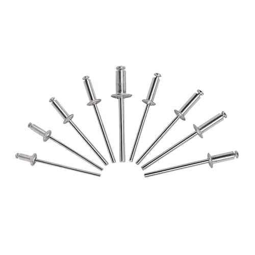 300 pack 1/8" x 5/16" Silver Pop blind Rivets, 3.2 mm x 8 mm pop rivets, Aluminum Body Steel Mandrel Rivets, Dome Head aluminum rivets (Choose Your Size) - size: 1/8" x 5/16"(3.2 mm x 8 mm)