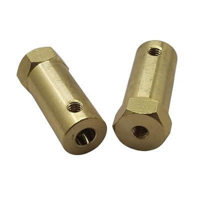 5Pcs 5mm Bore Brass Couplers, Hexagon Motor Shaft Coupling Flexible Connector with Screws and Wrench for Robotics and R/C Car Wheels Tires Shaft Motor - size: 5mm