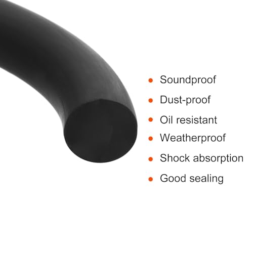 uxcell Nitrile Rubber Round Seal Strip, 6mm(15/64") Diameter 3 Meters (9.84Ft) Long Hard Solid Rubber Weather Stripping for DIY Gasket, Industrial Equipment, and Furniture - size: 6mmx3m
