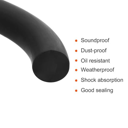 uxcell Nitrile Rubber Round Seal Strip, 6mm(15/64") Diameter 3 Meters (9.84Ft) Long Hard Solid Rubber Weather Stripping for DIY Gasket, Industrial Equipment, and Furniture - size: 6mmx3m