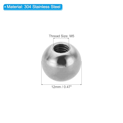 PATIKIL M5x12mm Ball Nuts Knob, 8 Pcs Female Thread 304 Stainless Steel Round Blind Hole Screw Cap Cover for Lighting Machinery DIY Decoration, Silver - size: M5x12mm