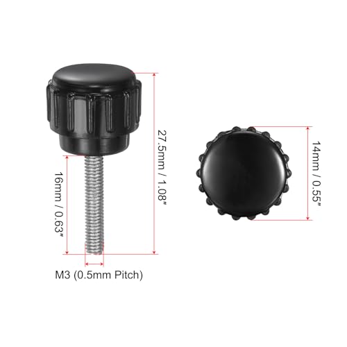 uxcell 8pcs Knurled Clamping Knobs M3 x 16mm Metric Male Thread 14mm Head - size: M3 x 16mm x 14mm