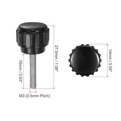 uxcell 8pcs Knurled Clamping Knobs M3 x 16mm Metric Male Thread 14mm Head - size: M3 x 16mm x 14mm