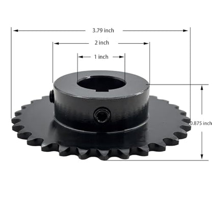 #35 Roller Chain Sprocket Type B 1 inch Bore 30 Tooth, Hardened Antirust 1045 Steel Drive Sprockets 35B30-1