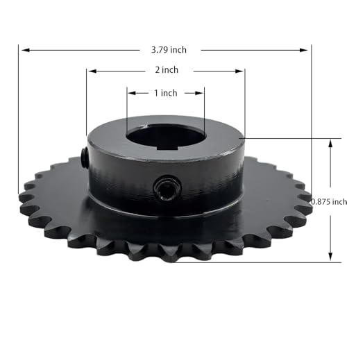 #35 Roller Chain Sprocket Type B 1 inch Bore 30 Tooth, Hardened Antirust 1045 Steel Drive Sprockets 35B30-1