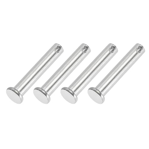 PATIKIL 8 x 45 mm Single Hole Clevis Pins, 4 Pcs 304 Stainless Steel Flat Head Pin for Hitch Pin Lock Link Hinge Systems, Silver - size: 8 x 45 x 39.3 mm