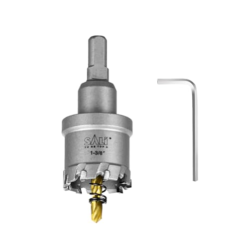 SALI 1-3/8" (35mm) TCT Hole Saw Kit Tungsten Carbide Tipped Hole Saw Drill Bit with Titanium-Plated Pilot Drill bit for Metal, Stainless Steel, Iron, Wood, Plastic - size: 1-3/8"
