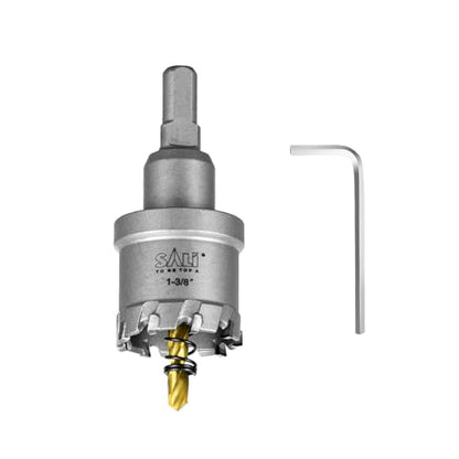 SALI 1-3/8" (35mm) TCT Hole Saw Kit Tungsten Carbide Tipped Hole Saw Drill Bit with Titanium-Plated Pilot Drill bit for Metal, Stainless Steel, Iron, Wood, Plastic - size: 1-3/8"