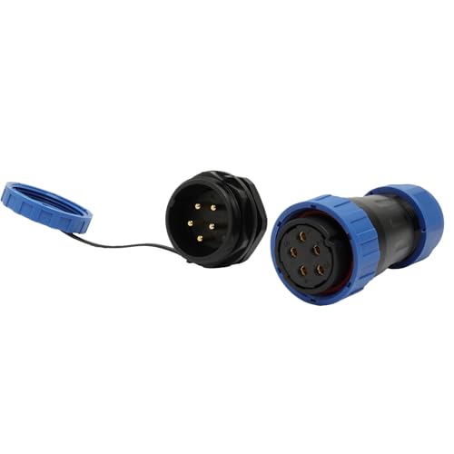 TY28 5 Pin 25A Aviation Waterproof Connector Female Male Plug Socket Quick Disconnect Panel Mount for Outdoor Electrical Device, 28mm OD - color: Panel Mount, size: 5 Pin 25A