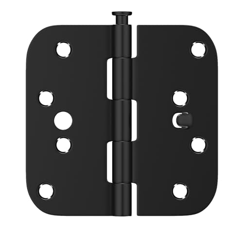 Goldenwarm 12 Pack 4 inch Security Black Door Hinges 5/8" Radius Corner - color: Matte Black-Security Tab