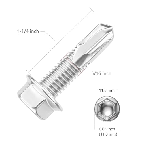 Wensilon 2lbs 5/16×1-1/4" Stainless Steel Self Drilling Screws, 60 PCS - color: Silver, size: 5/16×1-1/4"