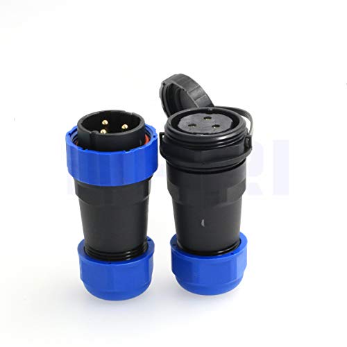 HE29 28mm 3pin Plastic Threaded Cable Connector in-line Waterproof Circular Aviation Connector IP68 (3 pin) - size: 3 pin