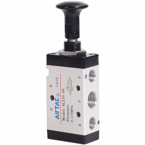 Push-Pull Valve AirTAC 4L210-08 1/4" NPT 5/2 Way Hand Lever 2 Position 5 Way Pneumatic Air Manual Control Direct Acting Type 0-145 PSI - size: 1/4 NPT, style: 5/2 way