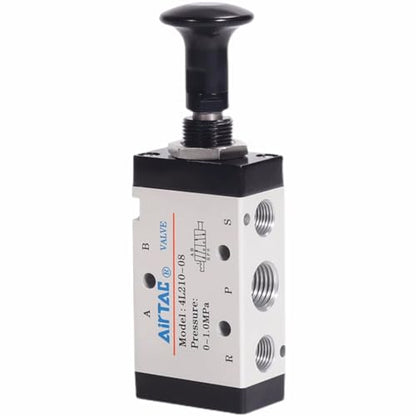Push-Pull Valve AirTAC 4L210-08 1/4" NPT 5/2 Way Hand Lever 2 Position 5 Way Pneumatic Air Manual Control Direct Acting Type 0-145 PSI - size: 1/4 NPT, style: 5/2 way